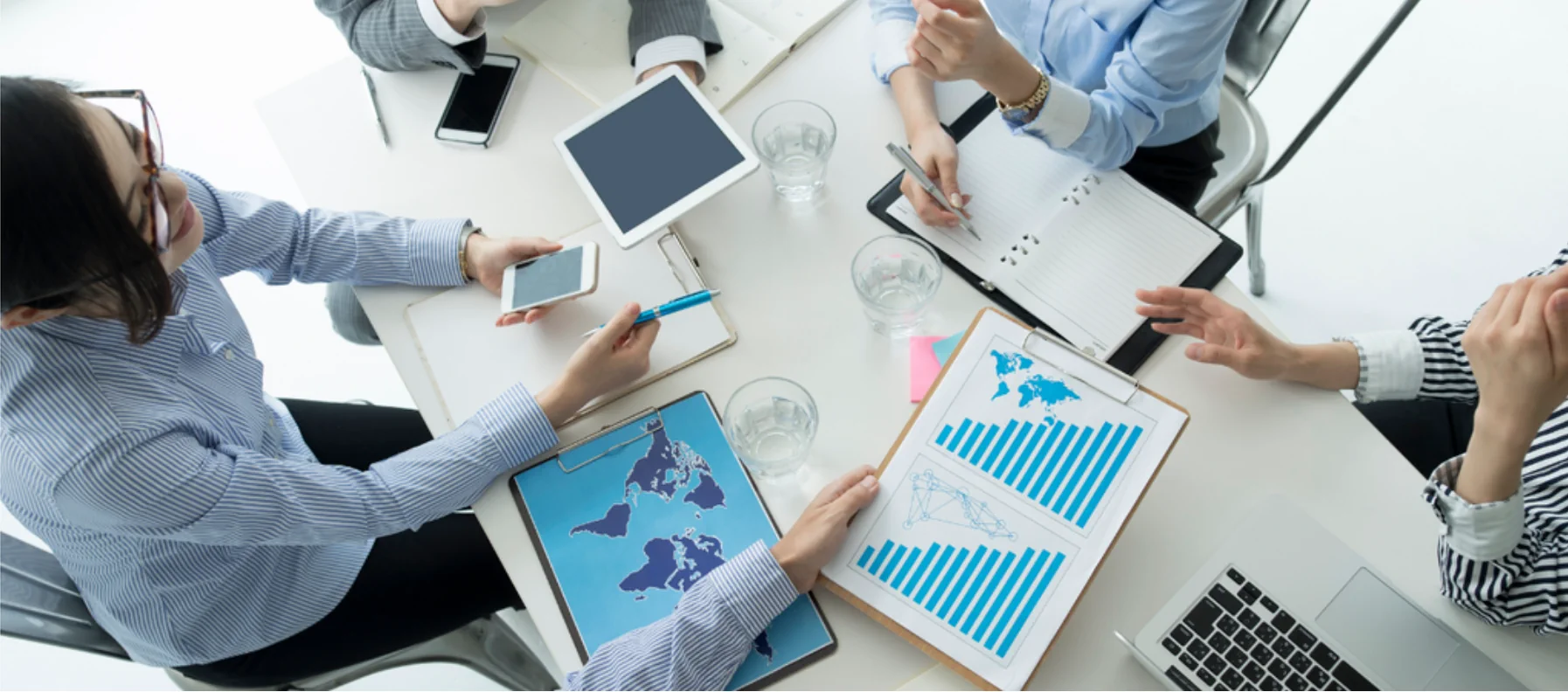 People discussing data and charts